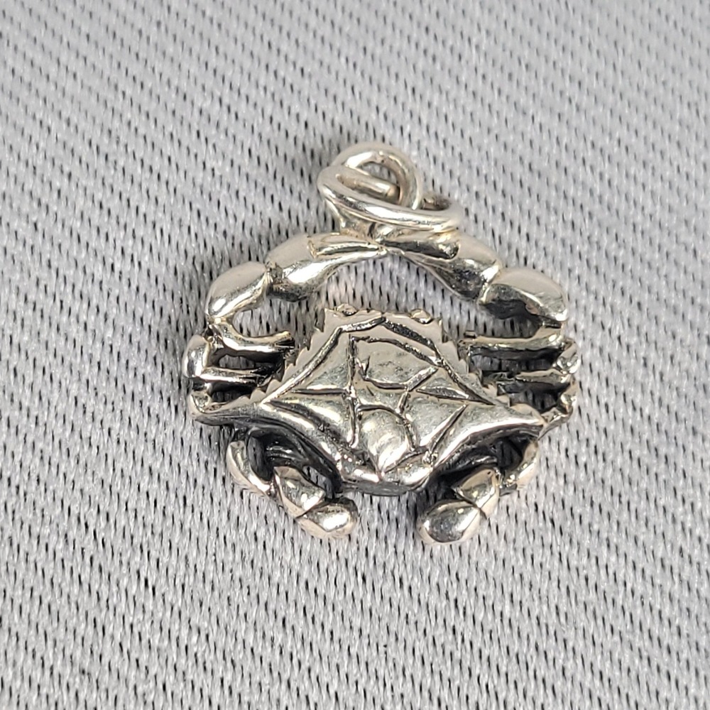 925 Sterling Silver Crab Charm Pendant Nautical Sea Life Cancer Zodiac